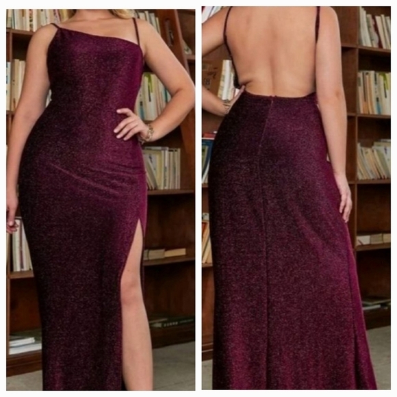 MAROON SEXY METALLIC SPECIAL EVENT DRESS - Picture 1 of 9